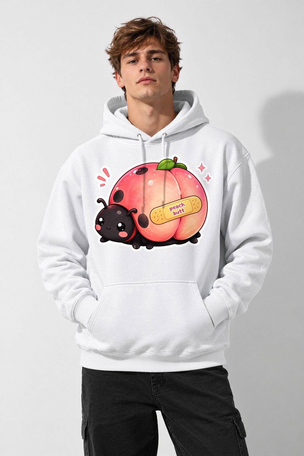Peach Butt Ladybug - White