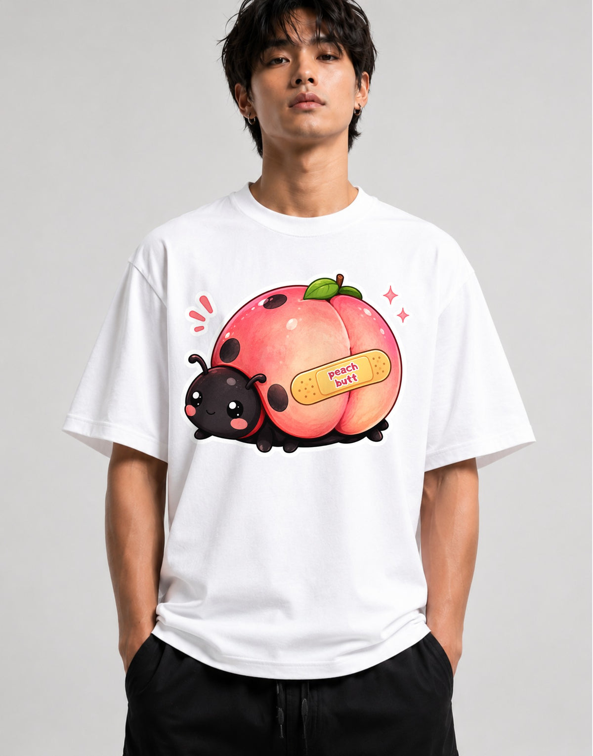 Peach Butt Ladybug - White