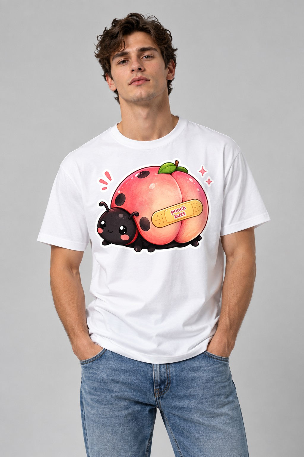 Peach Butt Ladybug - White