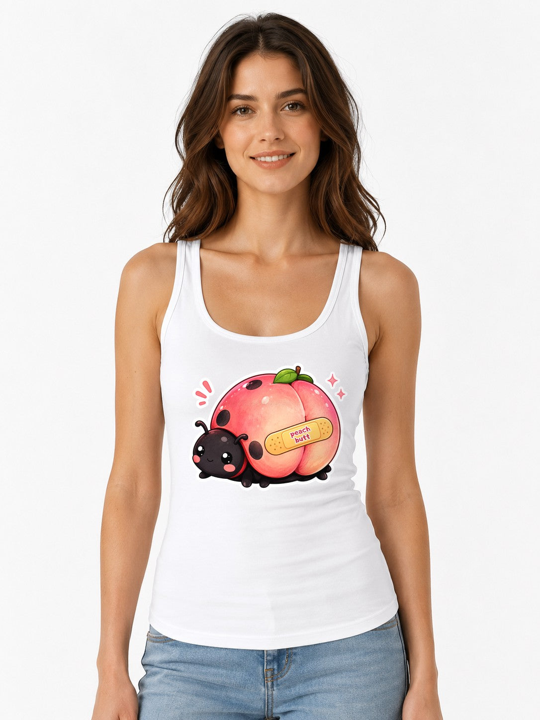 Peach Butt Ladybug - White
