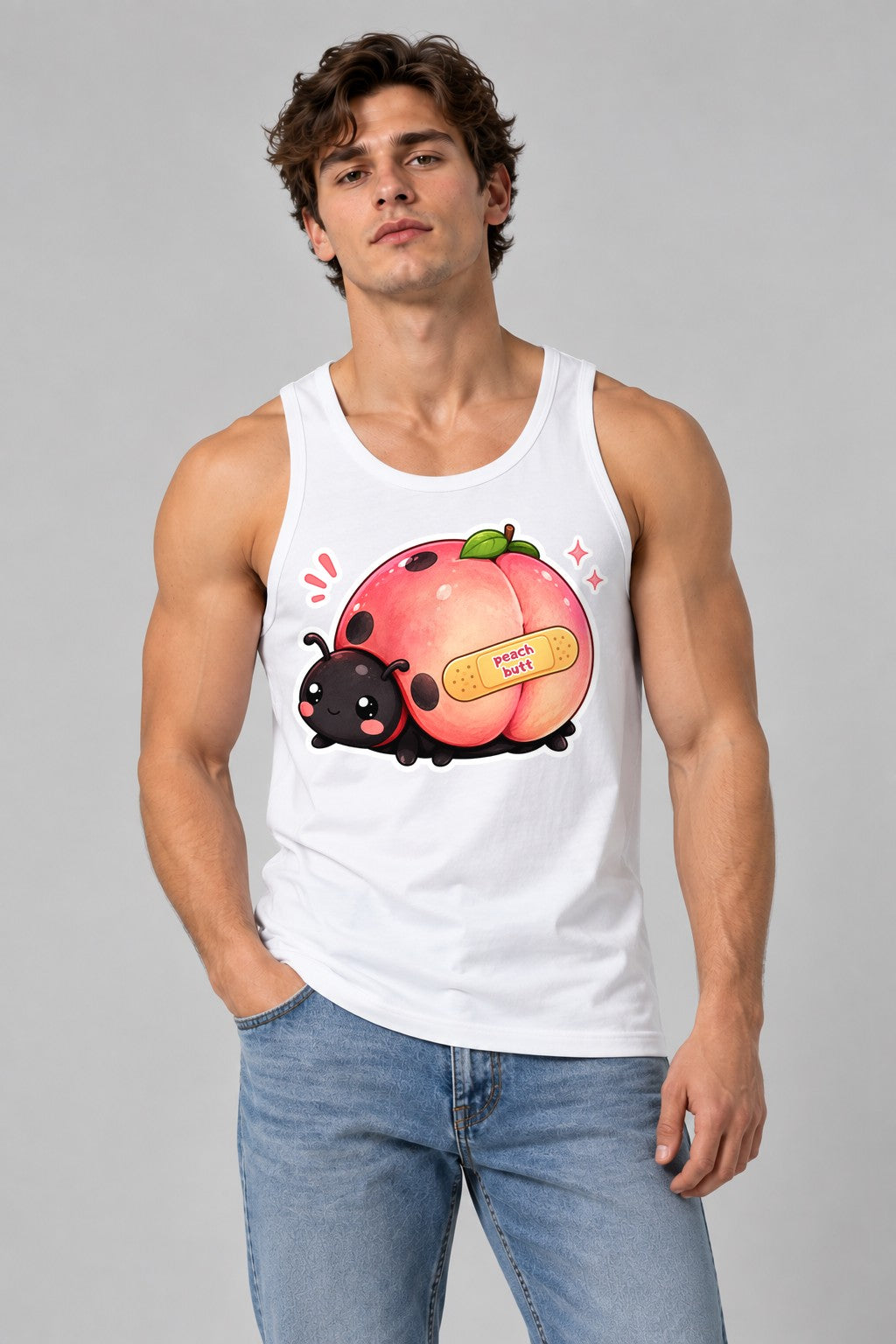 Peach Butt Ladybug - White