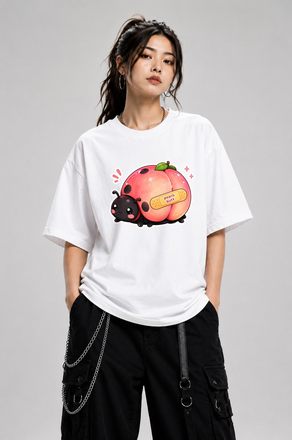Peach Butt Ladybug - White