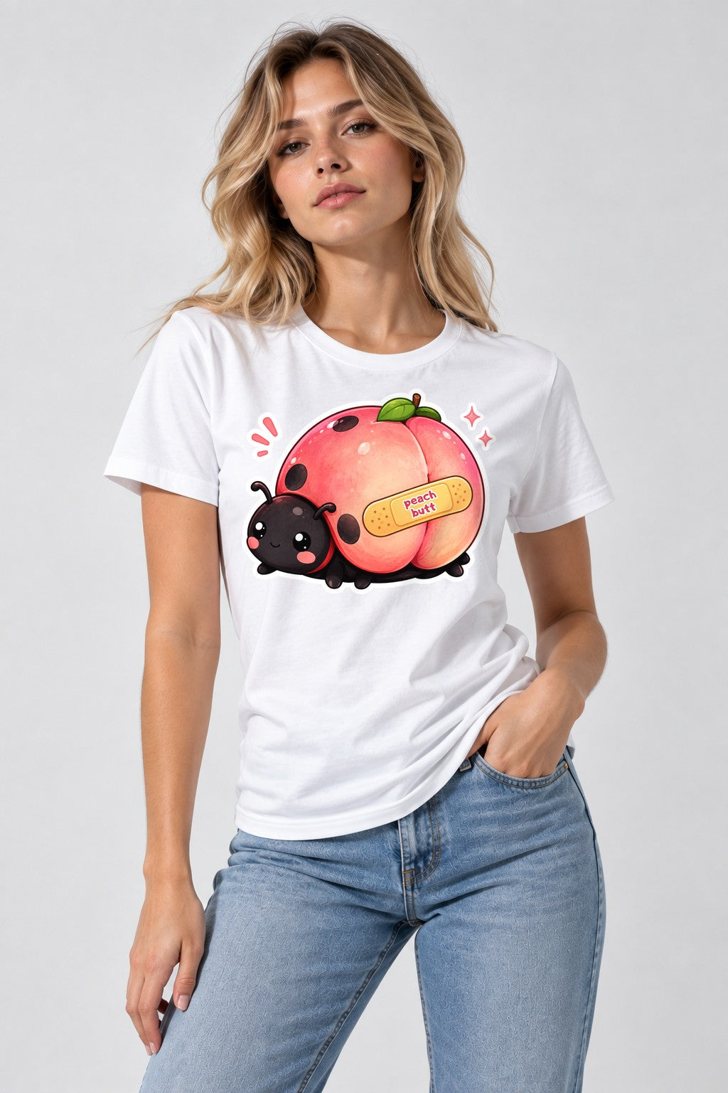 Peach Butt Ladybug - White