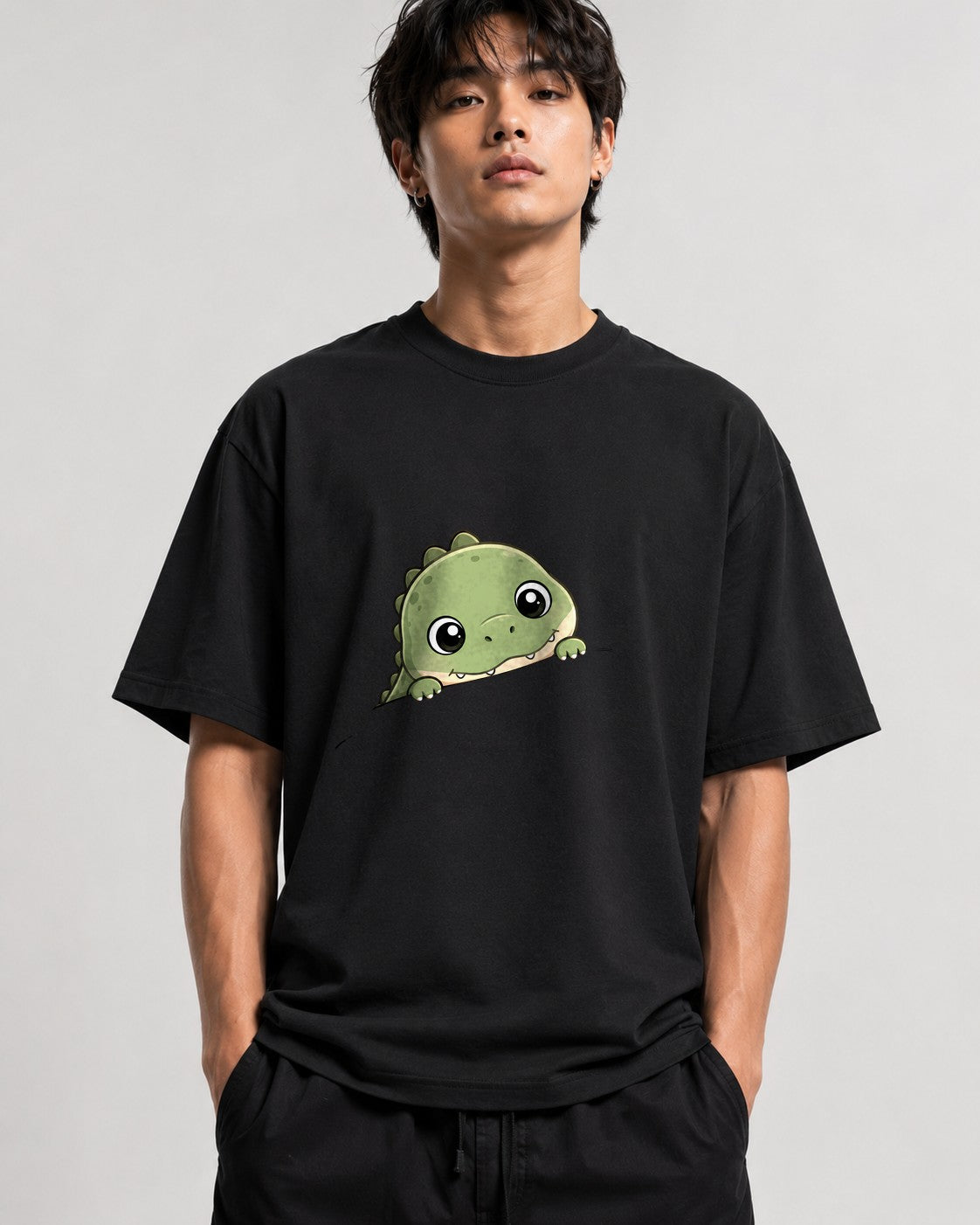 Peeking Dinosaur - Black