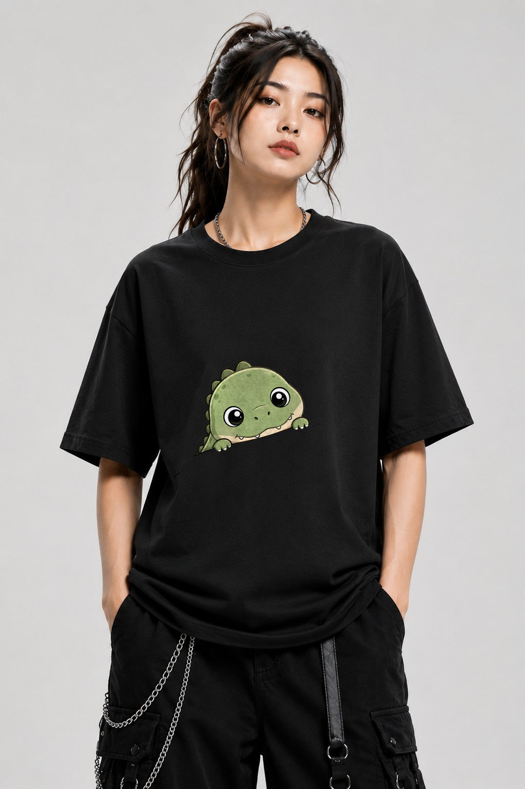 Peeking Dinosaur - Black