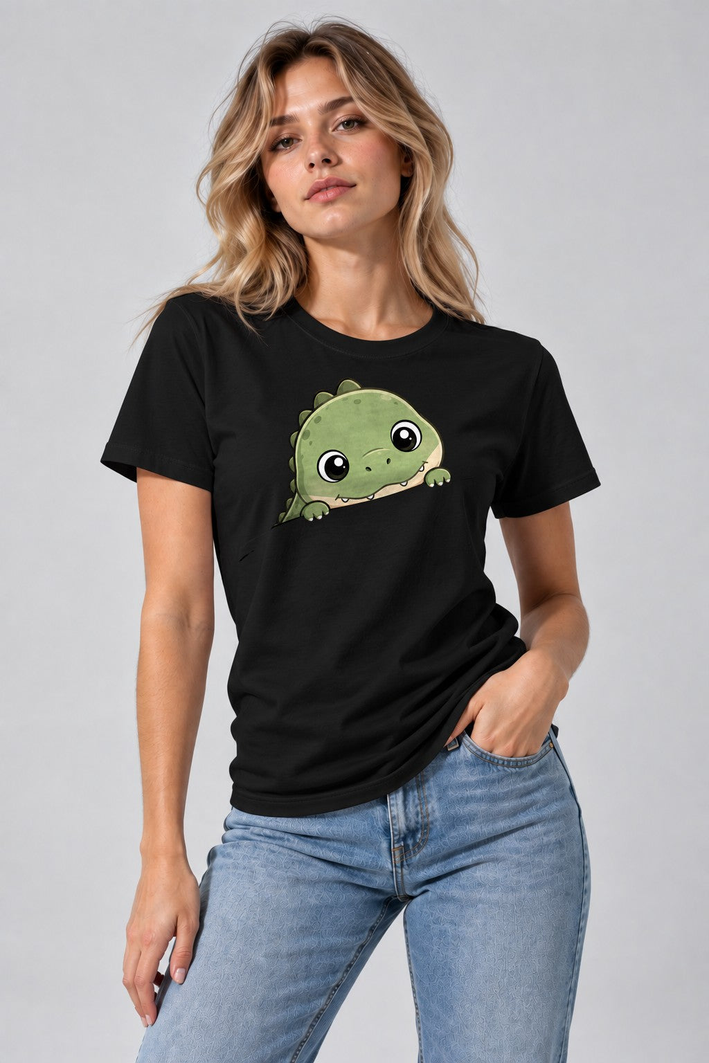 Peeking Dinosaur - Black