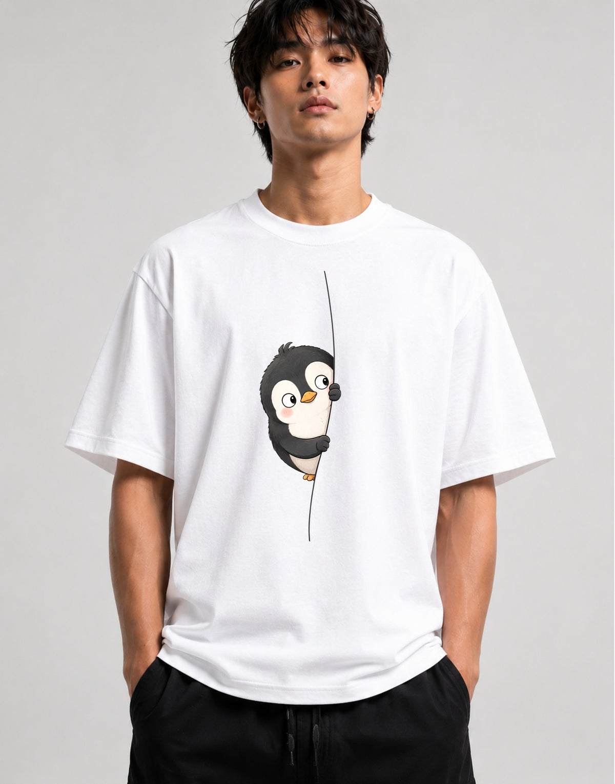Peeking Penguin - White