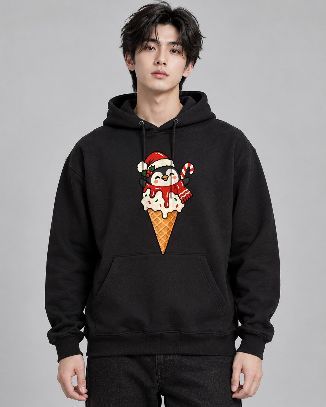 Penguin Ice Cream Cone - Black