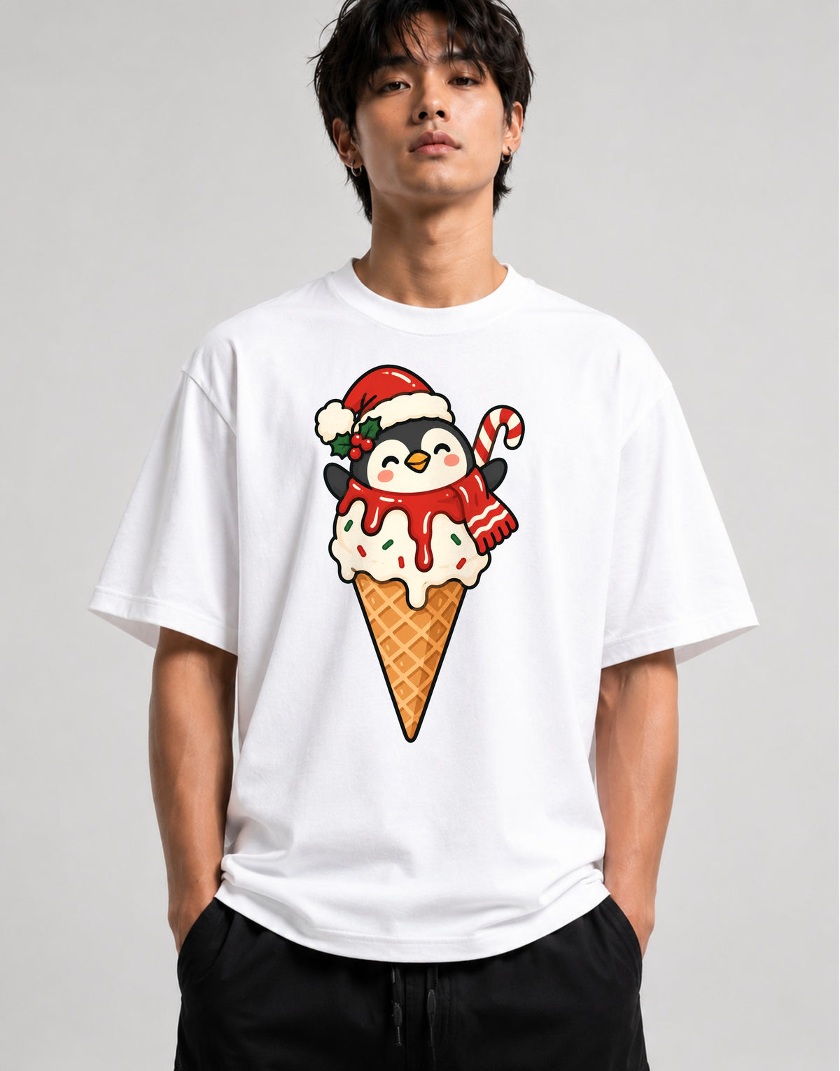 Penguin Ice Cream Cone - White