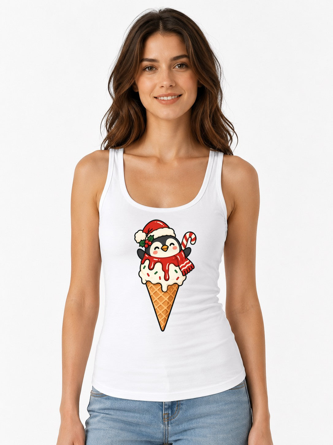 Penguin Ice Cream Cone - White