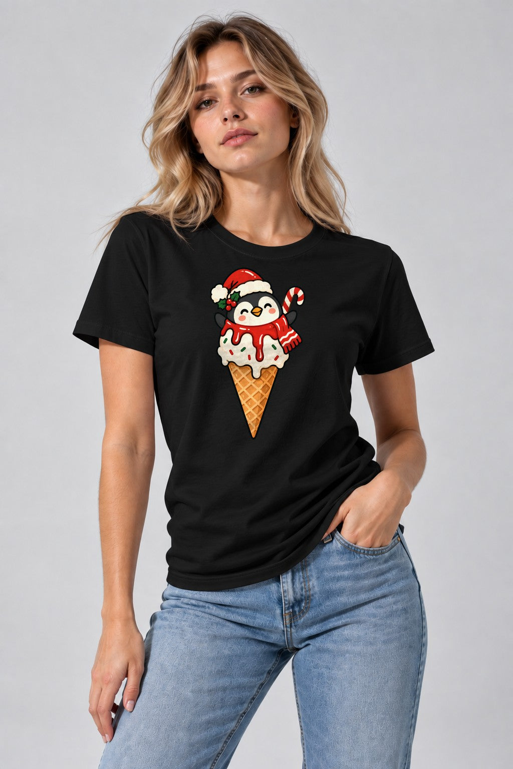 Penguin Ice Cream Cone - Black
