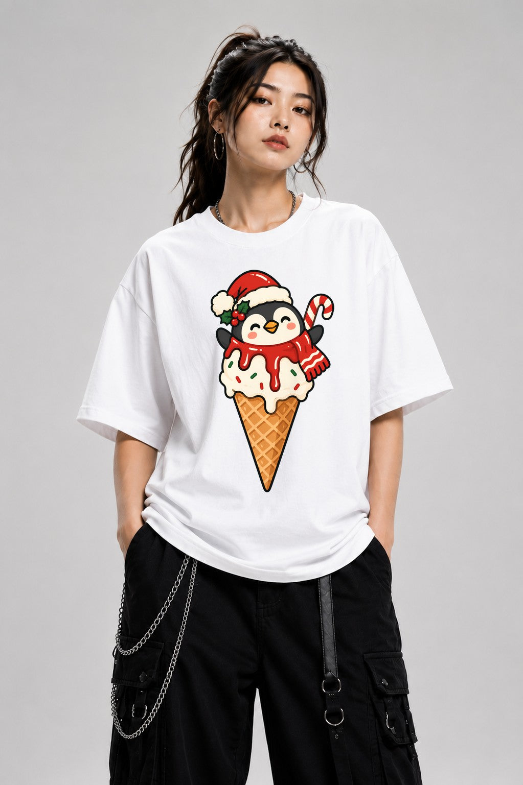 Penguin Ice Cream Cone - White