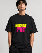 Perfect Fit Bold Retro Typography Graphic Tee - Black