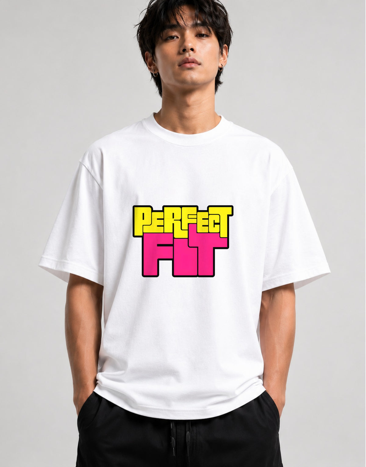 Perfect Fit Bold Retro Typography Graphic Tee - White