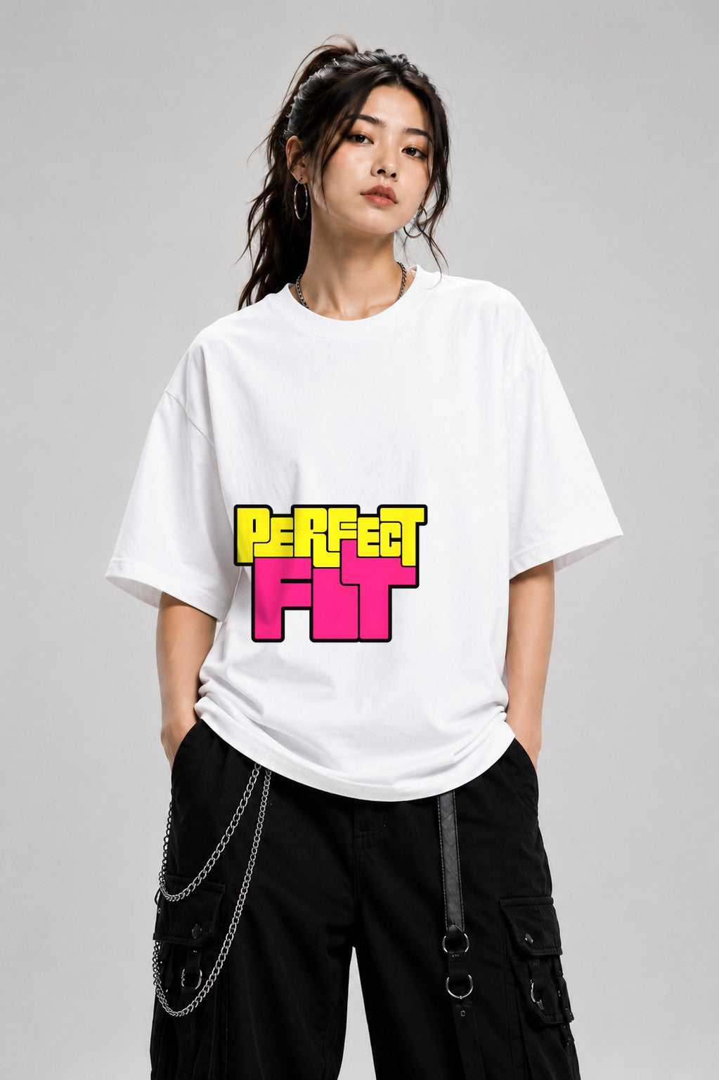 Perfect Fit Bold Retro Typography Graphic Tee - White