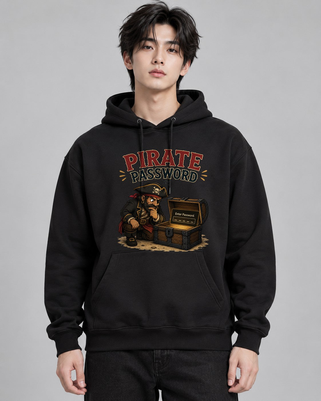Pirate Password Treasure Chest Secur - Black