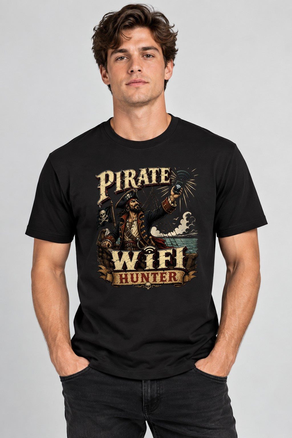 Pirate WiFi Hunter Searching for Signal - Black