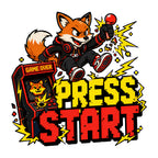 Press Start Fox Gamer Tee - Retro Arcade Gaming Shirt