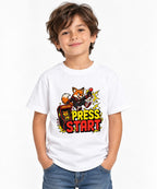Press Start Fox Gamer Tee - Retro Arcade Gaming Shirt - White