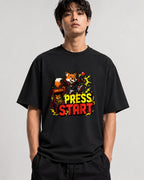 Press Start Fox Gamer Tee - Retro Arcade Gaming Shirt - Black