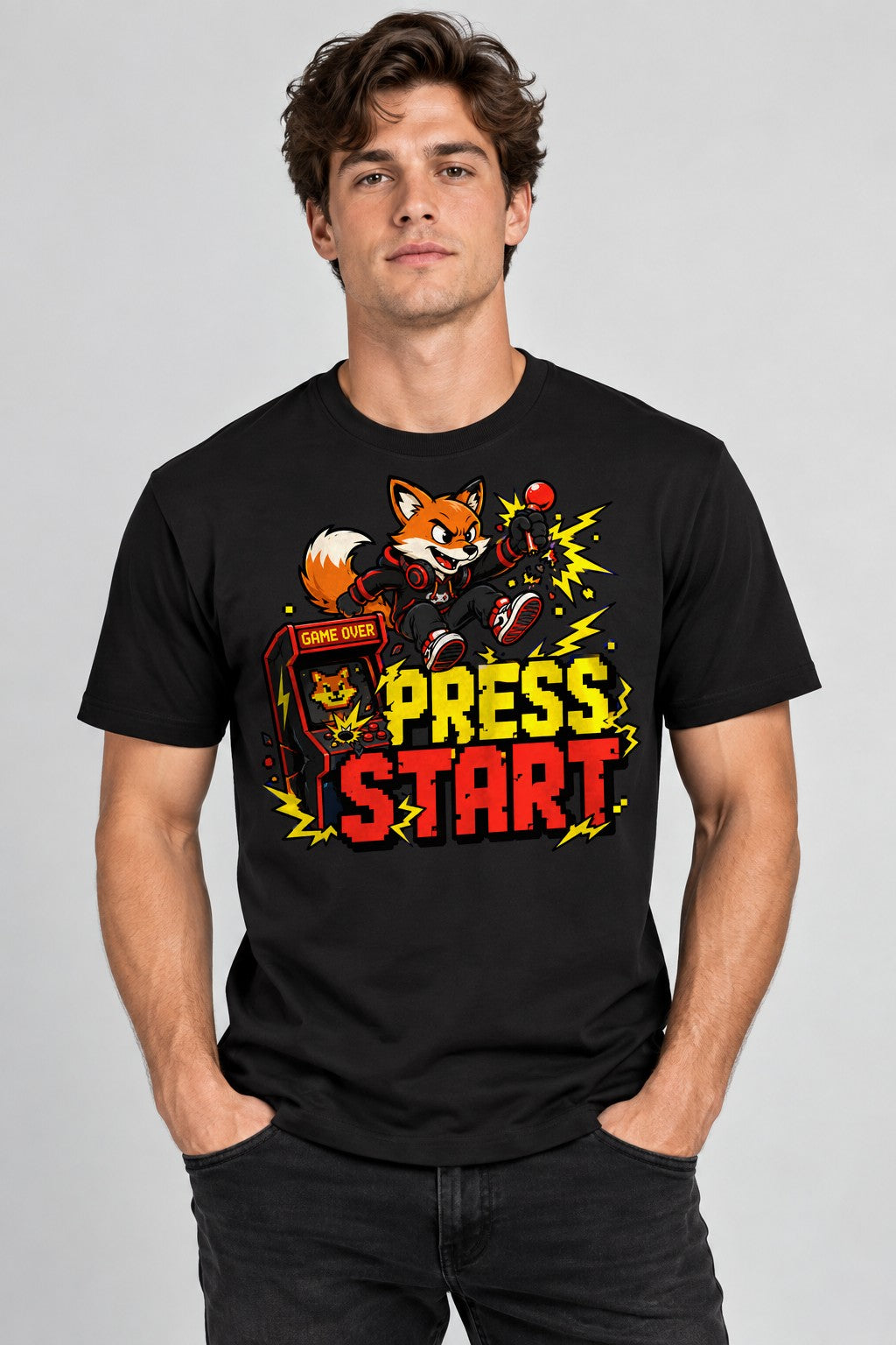 Press Start Fox - Black
