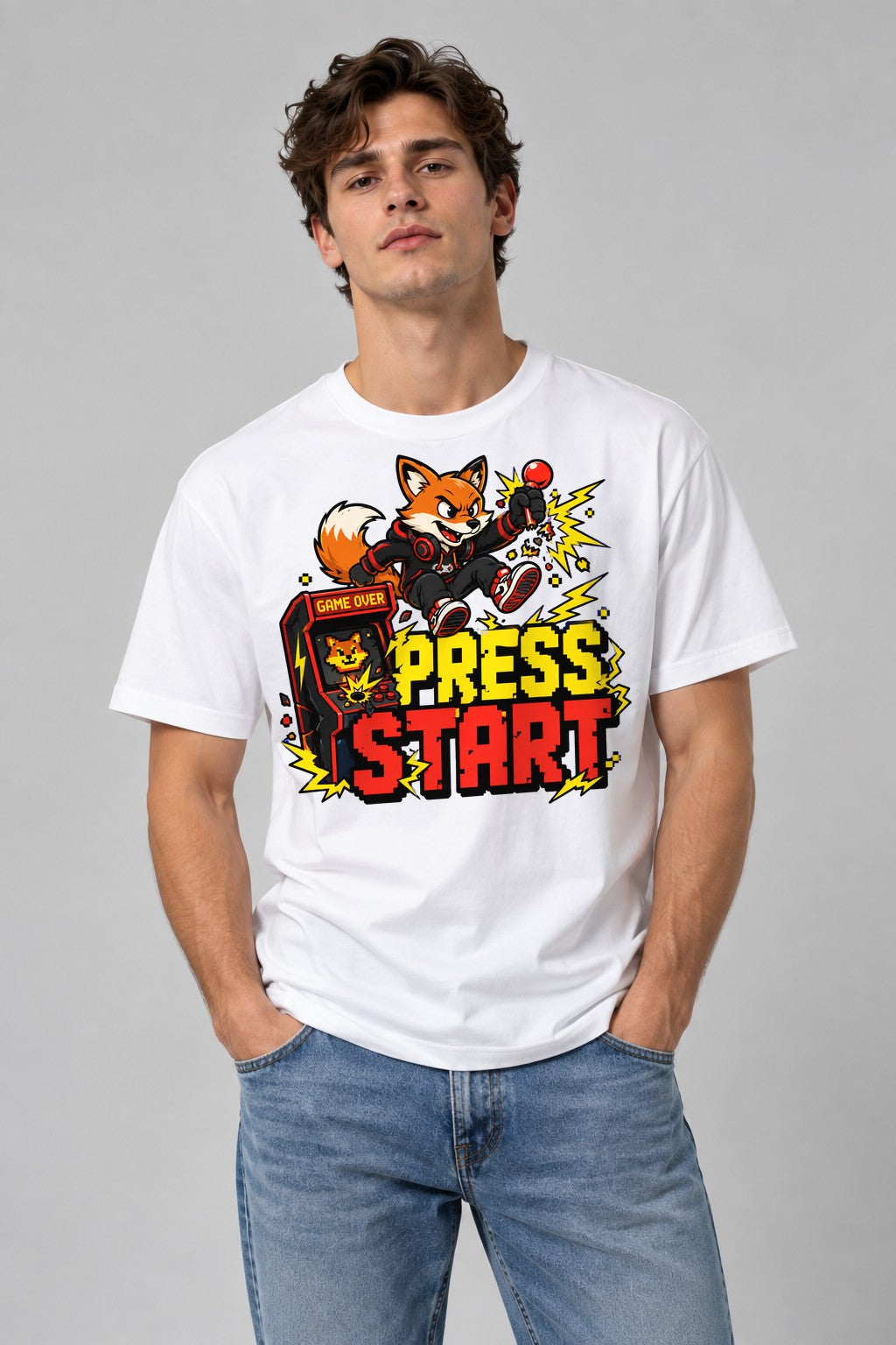 Press Start Fox - White
