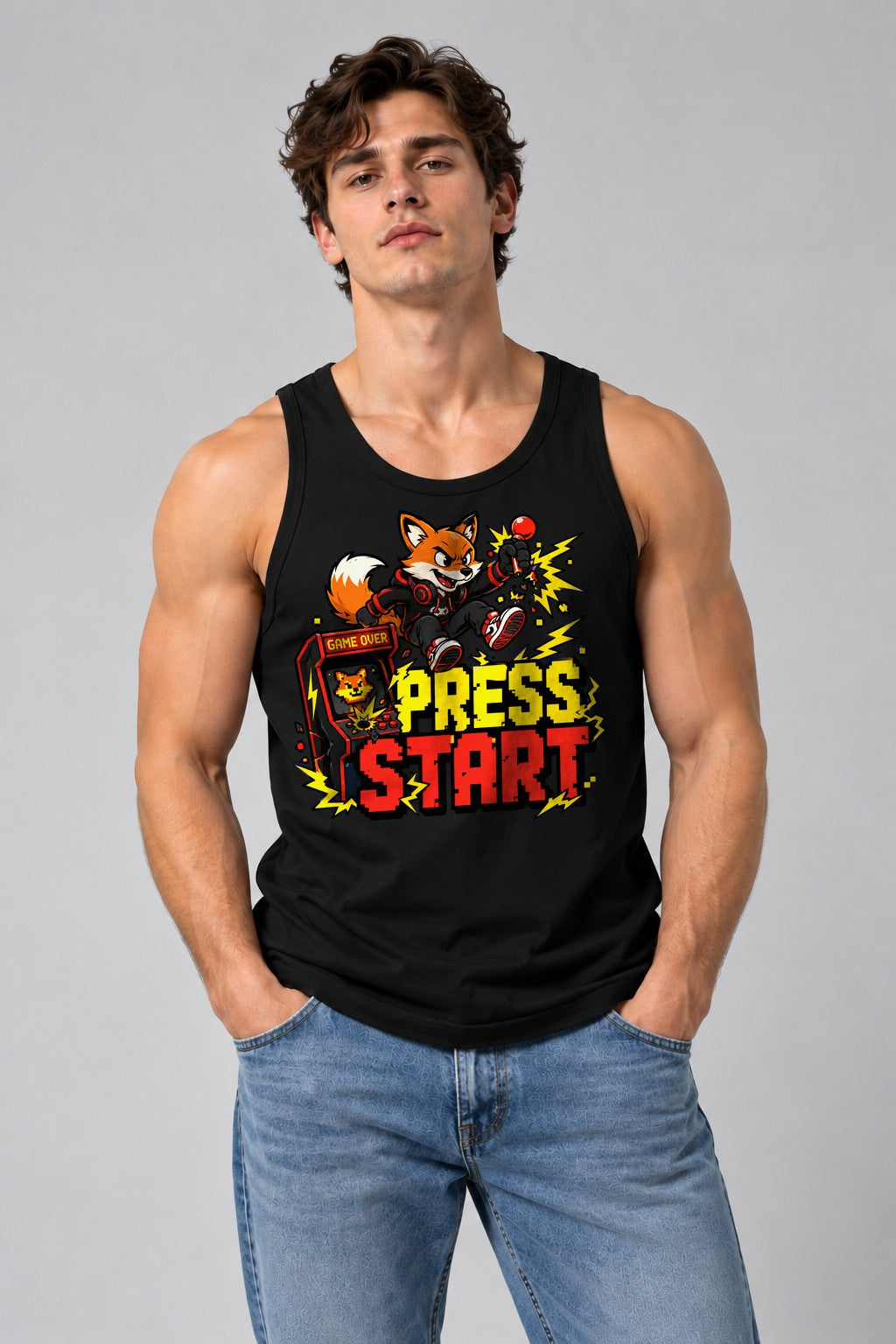 Press Start Fox - Black