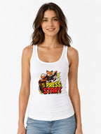 Press Start Fox Gamer Tee - Retro Arcade Gaming Shirt - White