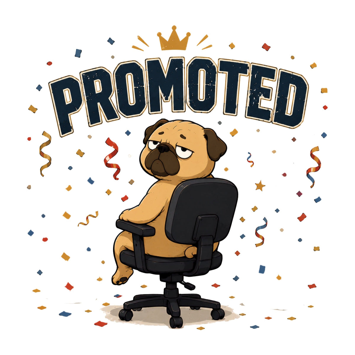 Promoted Grumpy Pug Office Chair Job Promotion Work Humor