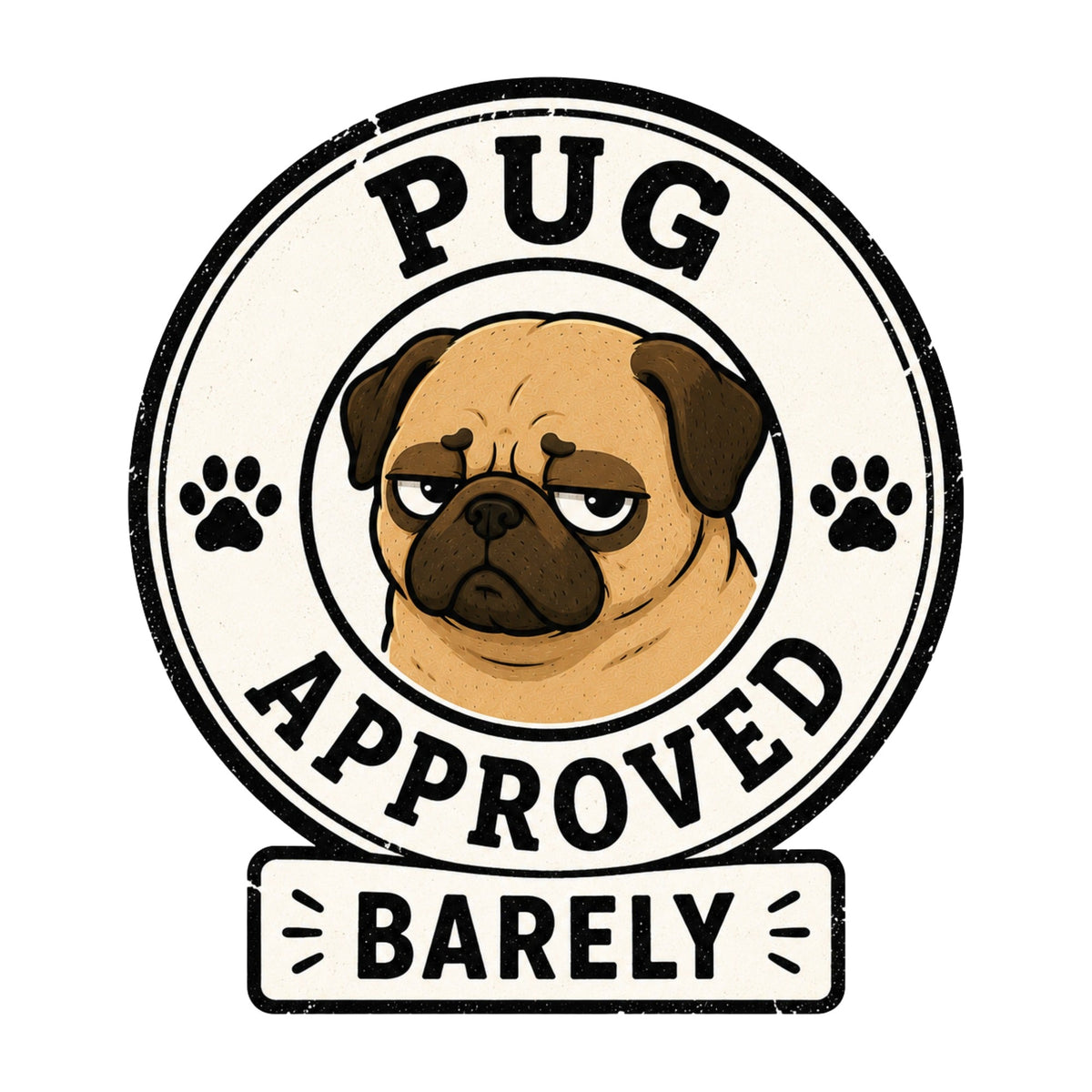Pug Approved Barely Funny Judgmental Dog Vintage Badge Sarcastic Mood