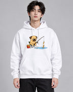 Pug Fishing French Fries Funny Dog F - White