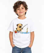 Pug Fishing French Fries Funny Dog F - White