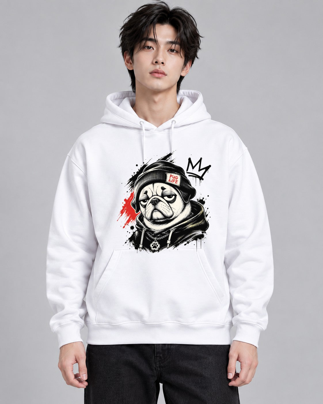 Pug Life Streetwear Beanie Funny Gru - White