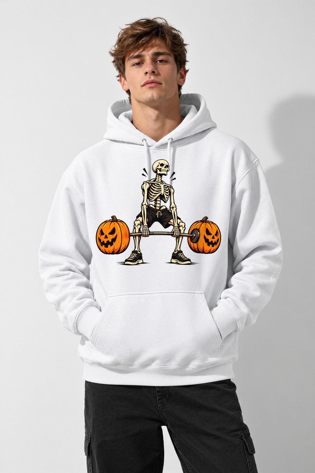Pumpkin Deadlift Skeleton - White