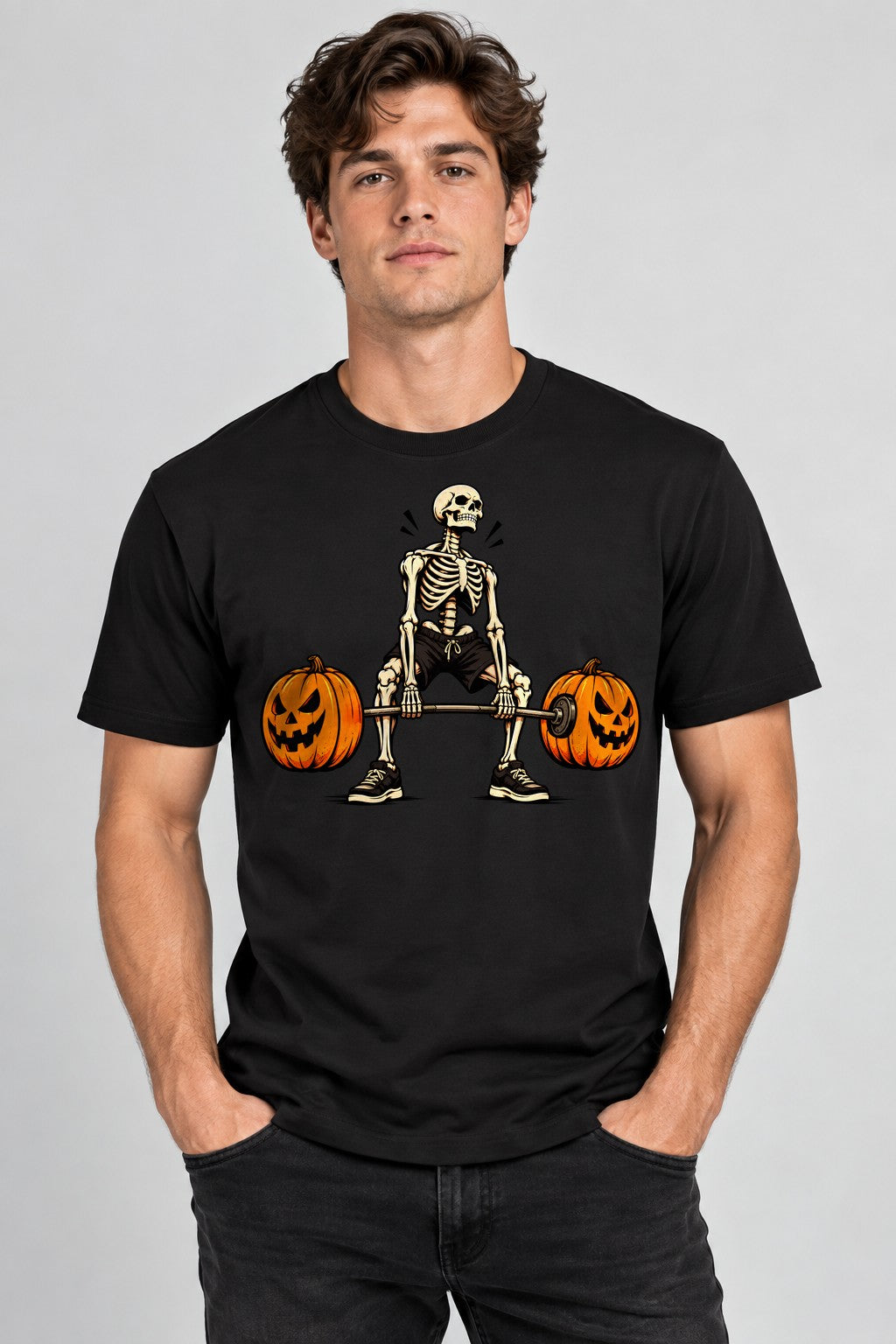 Pumpkin Deadlift Skeleton - Black