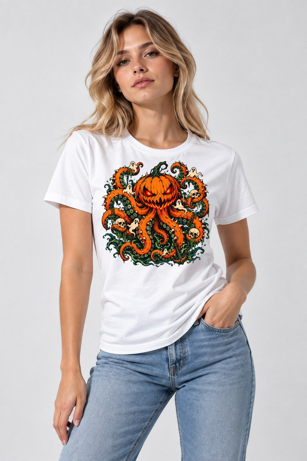 Pumpkin Octopus Monster - White