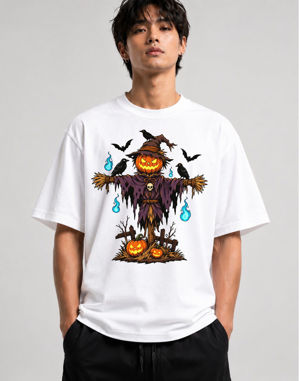 Pumpkin Scarecrow - White