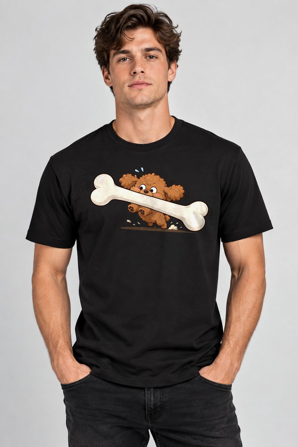 Puppy With Giant Bone - Black