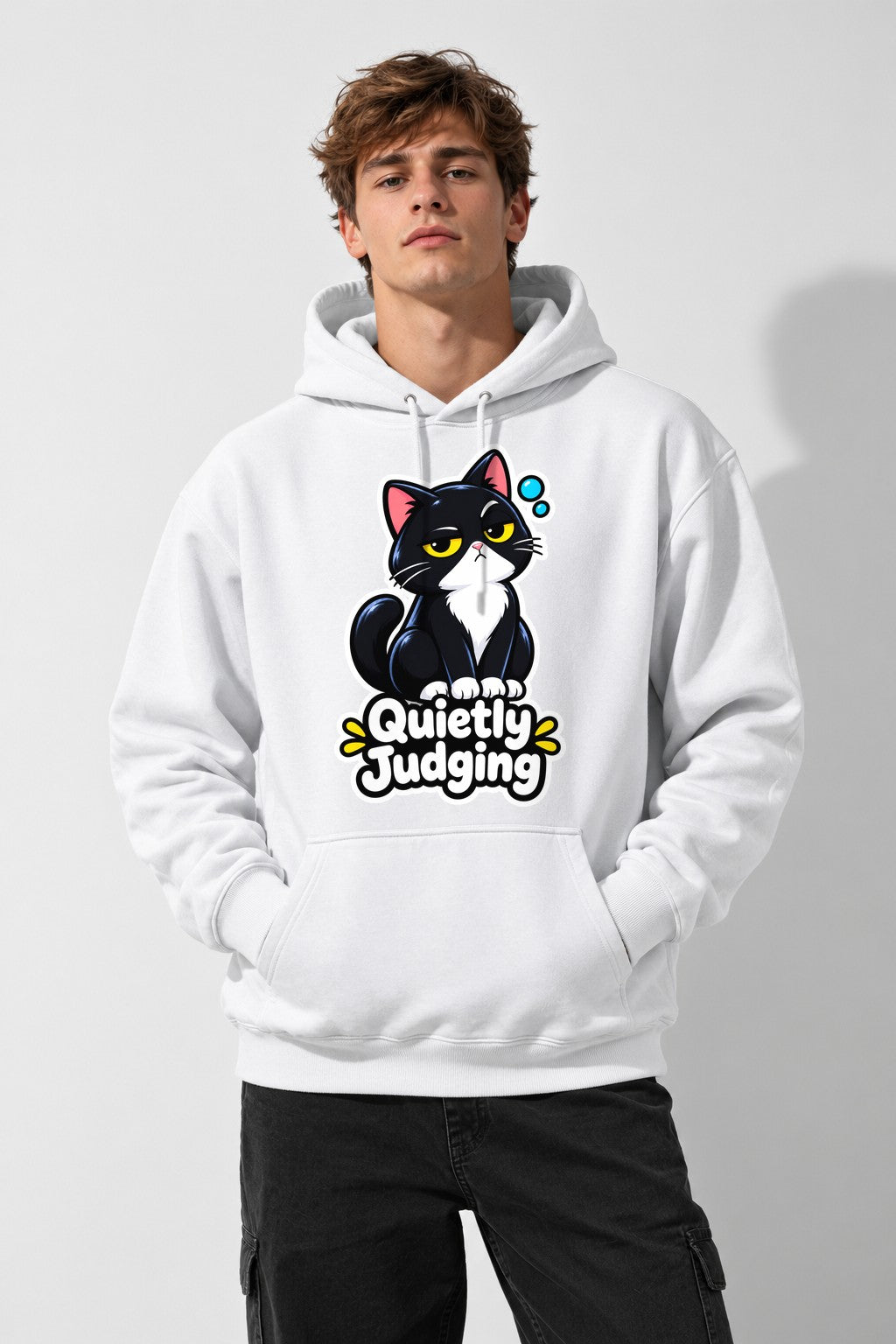 Quietly Judging Cat - White