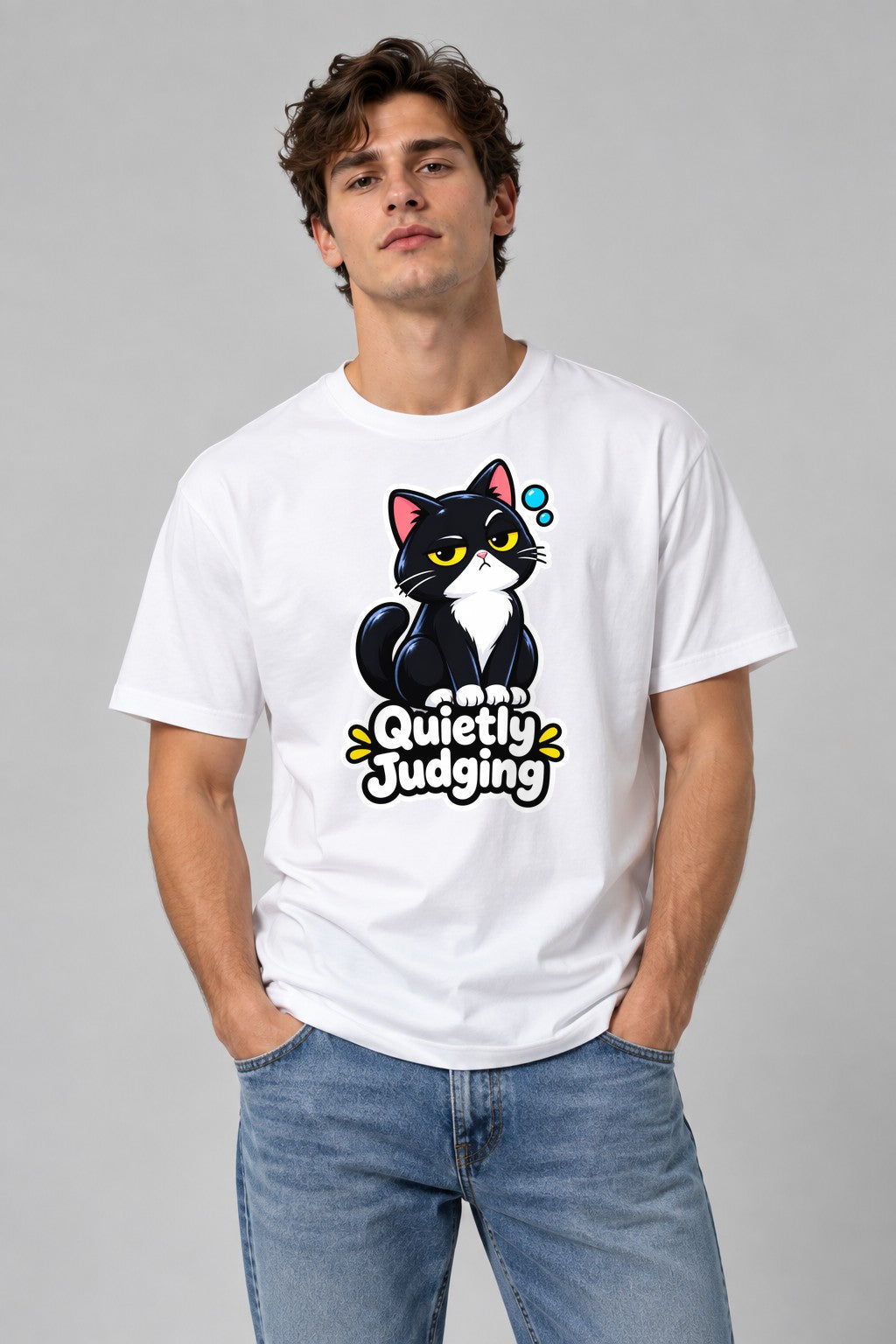Quietly Judging Cat - White