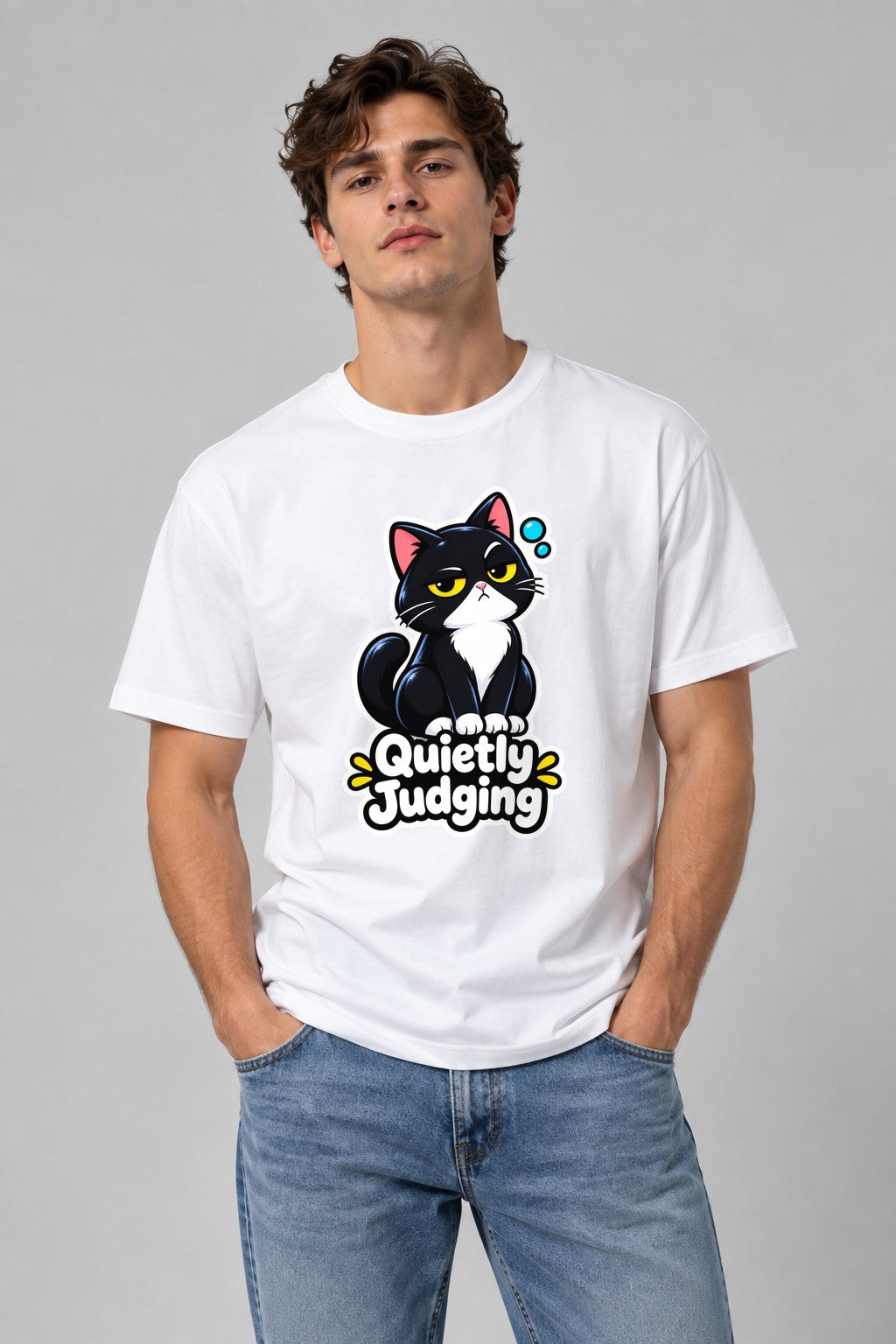 Quietly Judging Cat - White