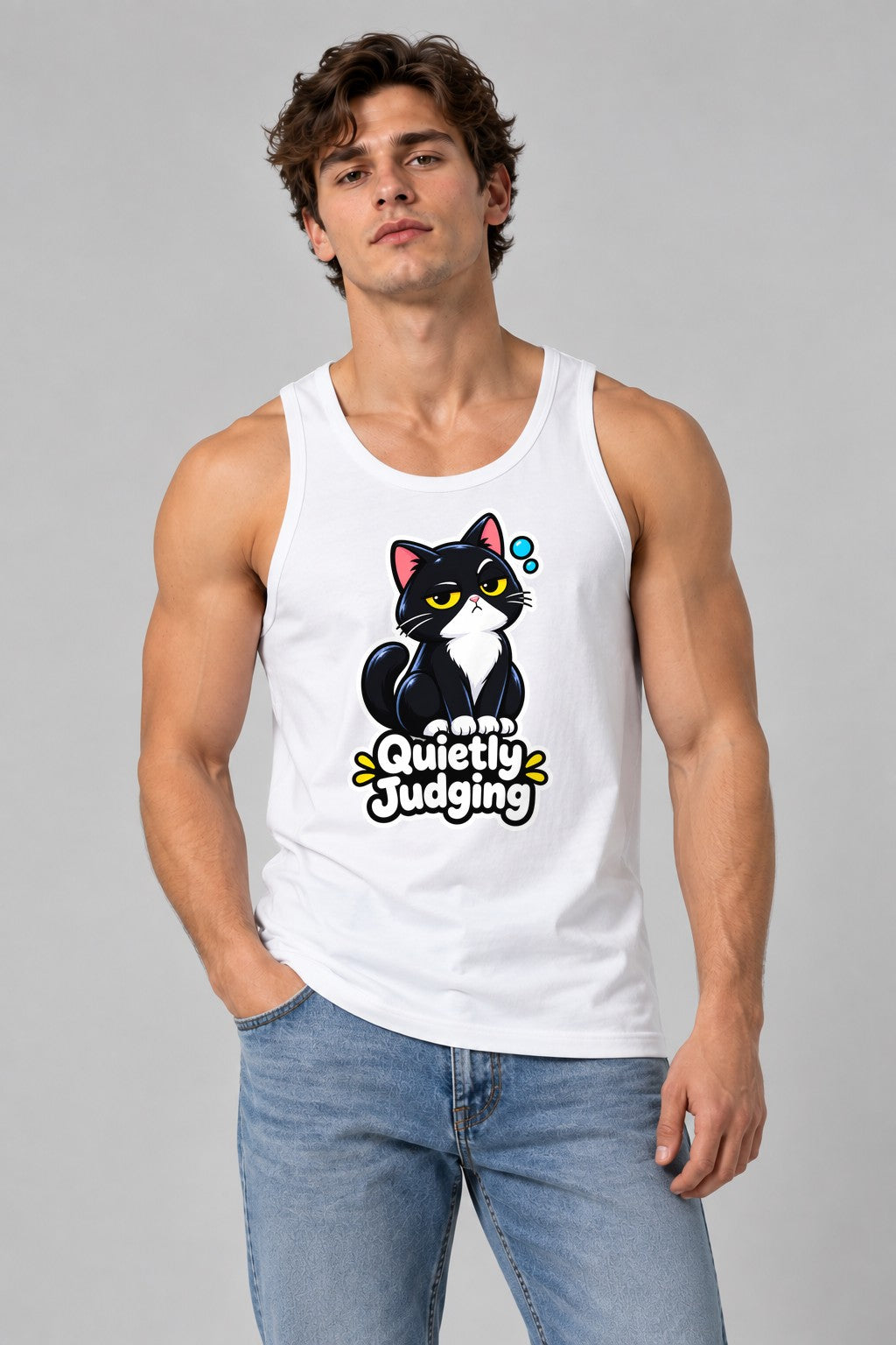 Quietly Judging Cat - White