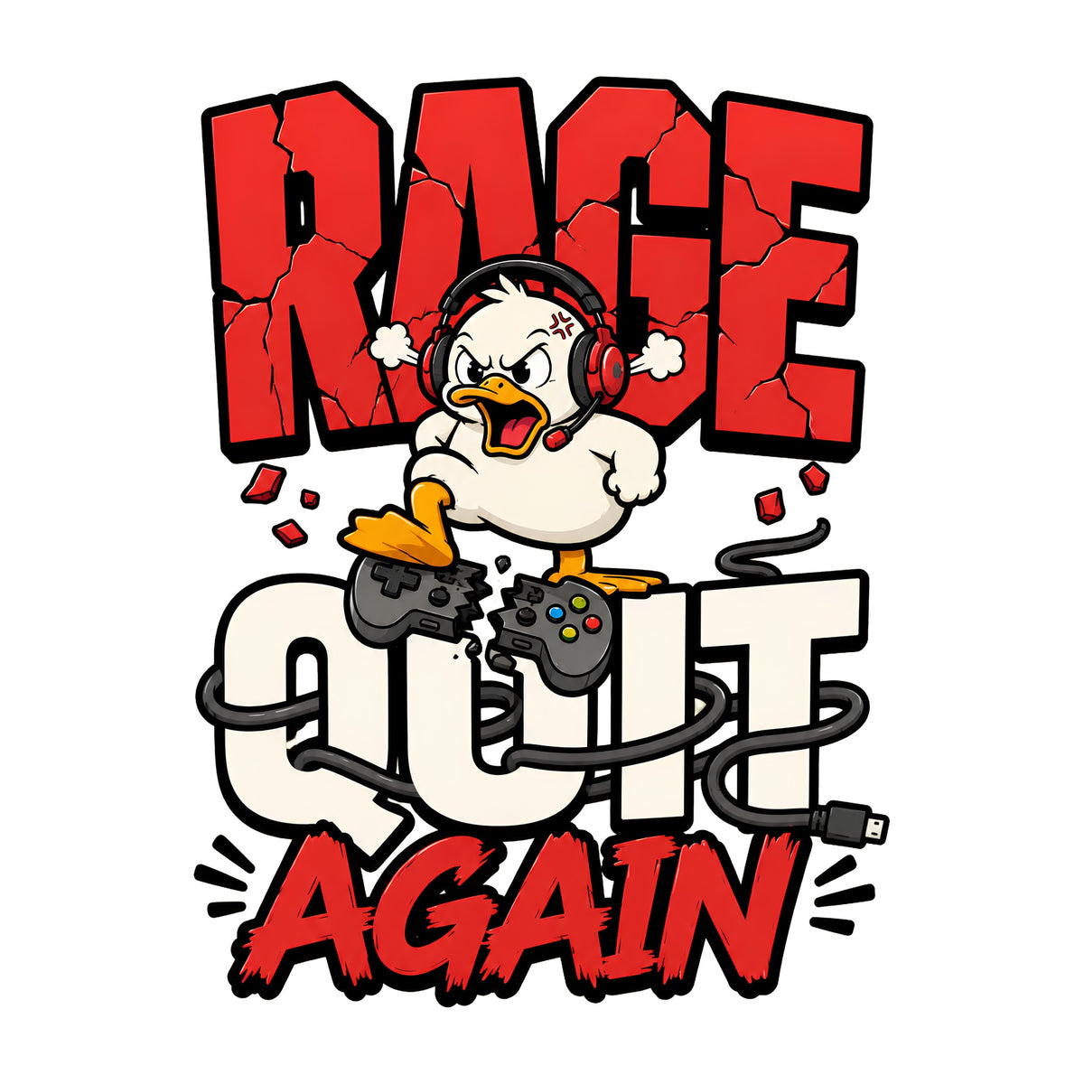 Rage Quit Again Shirt - Funny Gamer Duck Graphic Tee