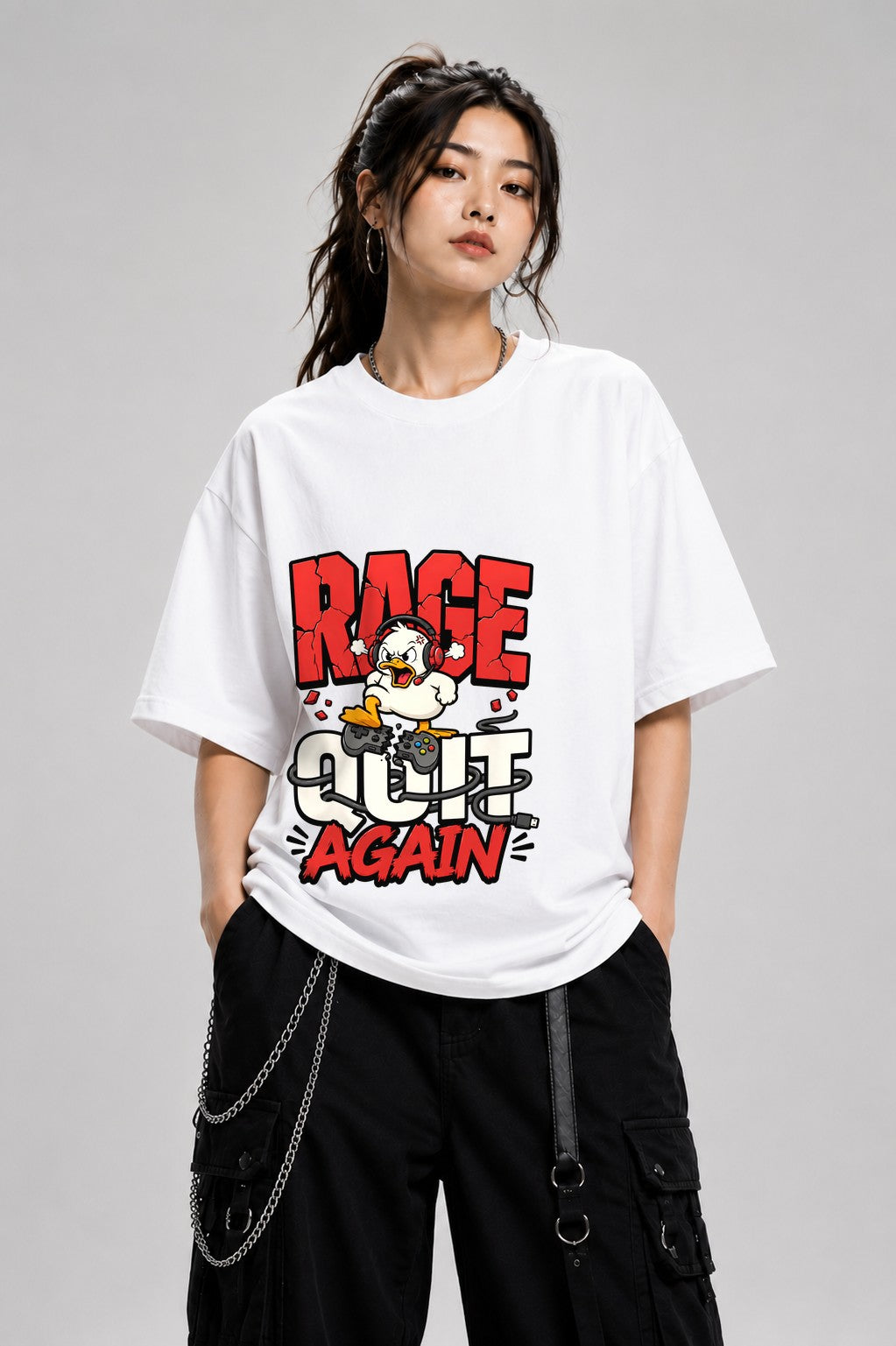 Rage Quit Again Shirt - Funny Gamer Duck Graphic Tee - White