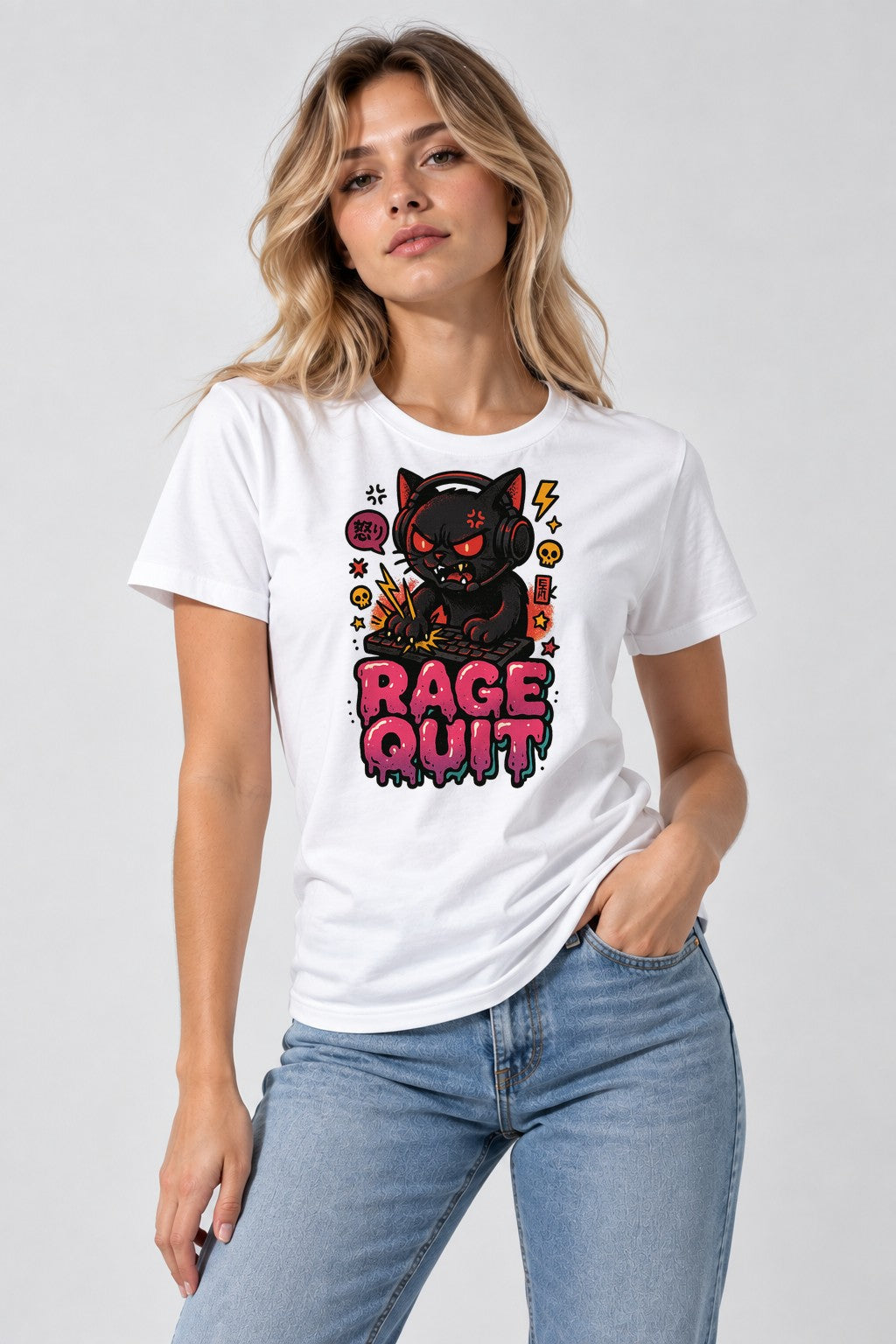 Rage Quit Cat - White