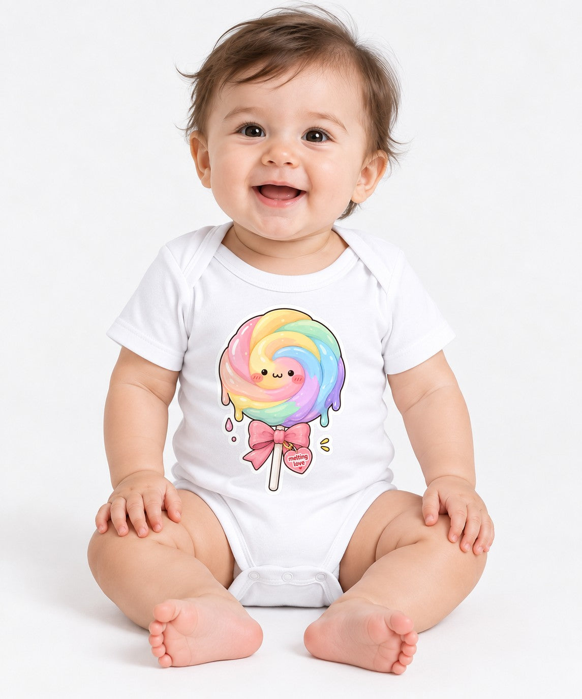 Rainbow Lollipop Love - White