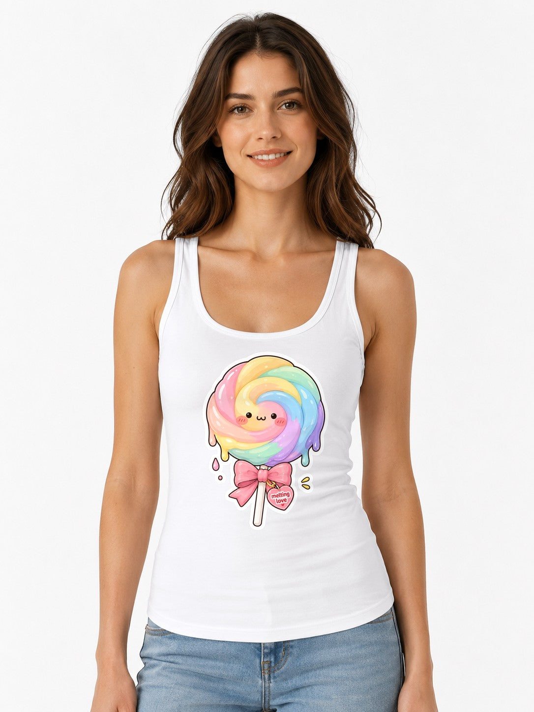 Rainbow Lollipop Love - White