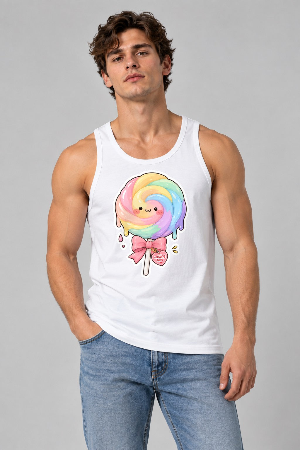 Rainbow Lollipop Love - White