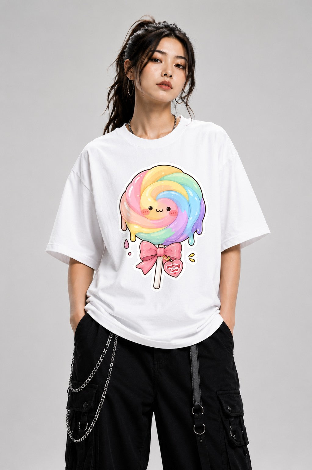 Rainbow Lollipop Love - White