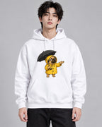 Rainy Day Yellow Raincoat Cute Pug D - White